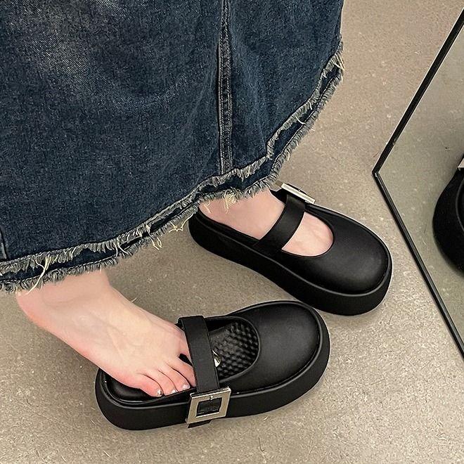 Shoes for Women Round Toe Woman Mules Slippers Height Platform Slides Summer Footwear Sandals High Quality Waterproof On Sale 39