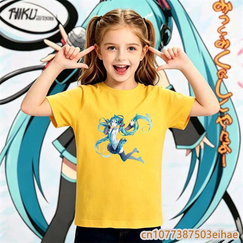 Hatsune Miku Anime Future Peripheral Collaboration Pure Cotton COS Anime Cartoon Printed Boy and Girl New Casual Tshirt