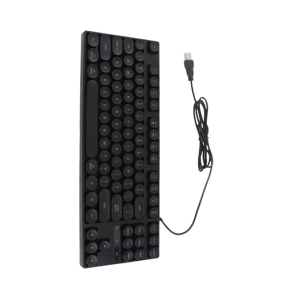 87 Keys USB Wired Keyboard Round Keycaps Typewriter Keyboard Durable Mechanical Keyboard Laptop