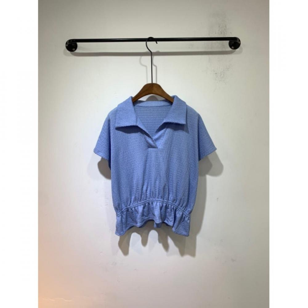 C S In The Room Women Mihy wrInkle Collar neCk bandIng Cap Sleeve blouSe 4Color
