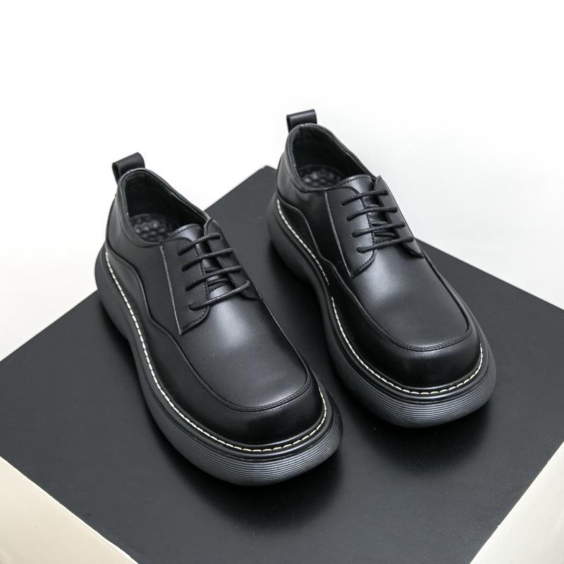 Cheap men's shoes 2025 spring new platform leather shoes fashion trend casual business color matching trendy men