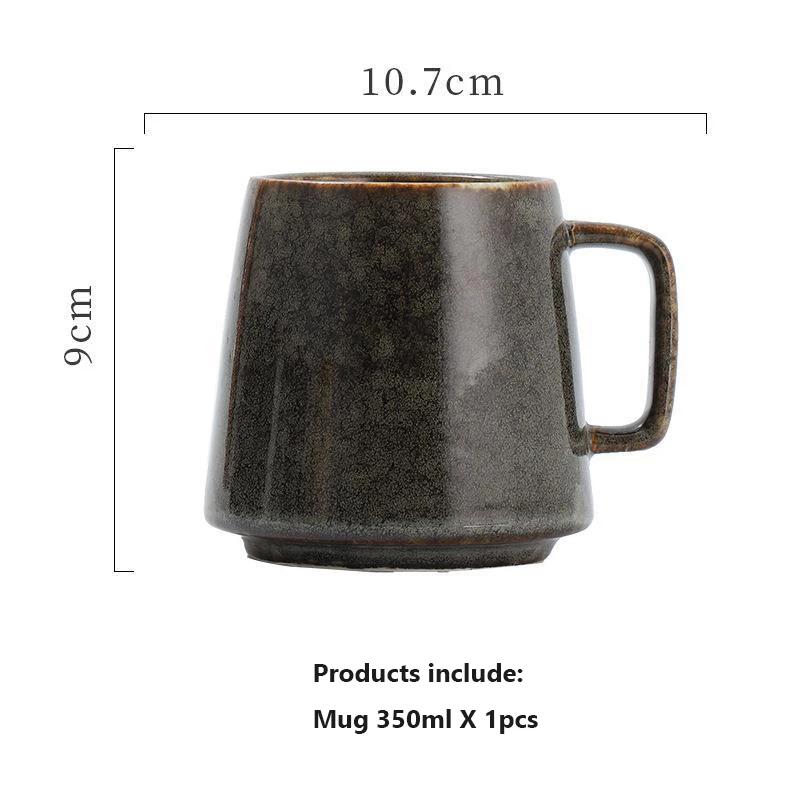 Japanese Vintage Ceramic Mug, High-Capacity Cup, Couple Drinking Home Office Handle, Coffee Tea Cups, Underglaze Color, 111ml
