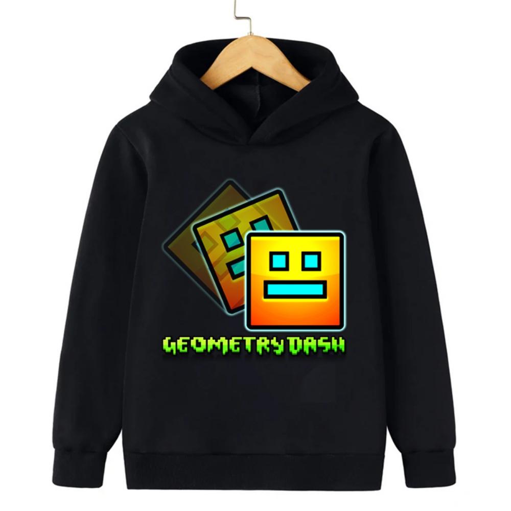 

Игровая толстовка Geometry Dash для детей, пуловер с длинным рукавом, осенние куртки, смешные мультяшные топы для девочек, свитшоты для мальчиков, детская одежда 110