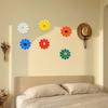 Iron Sunflower Decor 6Pcs Metal Flowers Wall Decor, Flower Ornament Art, Decorative Set Hanging Decoration Garden for Outside Indoor Patio,