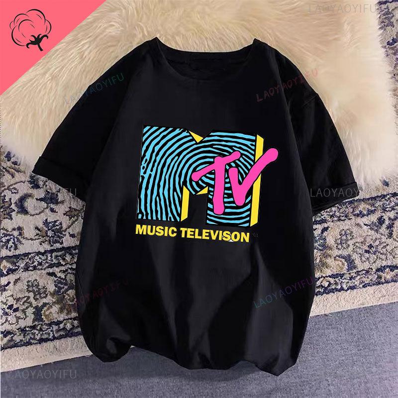 Unisex Clothing Retro Cotton T Shirt Vintage Rock Hip Hop Modal Summer Unisex Casual Shirt Mtv Music Elevision Graphic Shirts