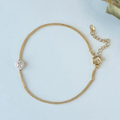 Huitan Luxury CZ Bracelet for Women Gold Color Chain Trendy Simple and Elegant Female Hand Bracelet Adjustable Fashion Jewelry