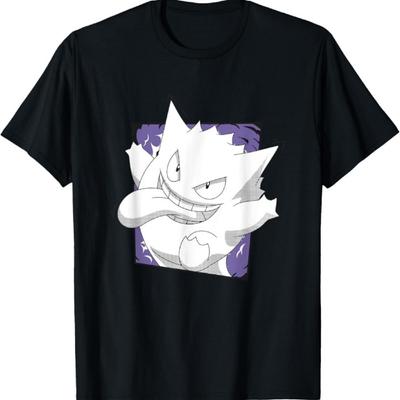 Pokémon Gengar Złośliwa Twarz Wystawiony Język Vintage Koszulka