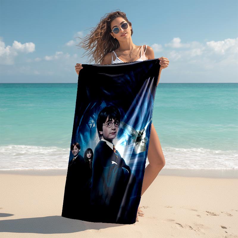 proof beach towel with Harry Potter pattern - soft,absorbent,quick-drying,machine washable - perfect for swimming,camping,bathing