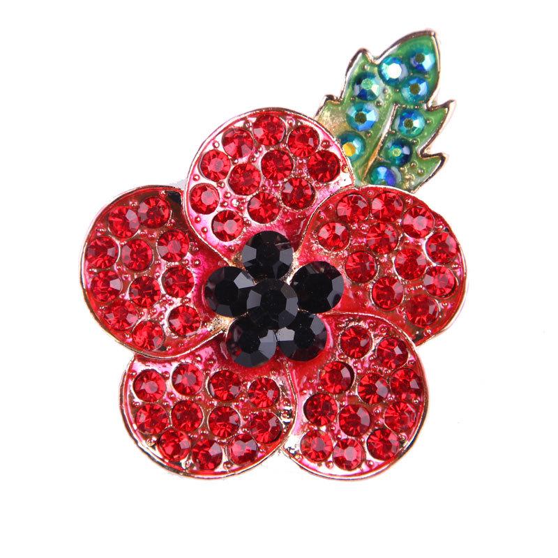 Fashion Painting Oil Big Red Environmentally Friendly Alloy Rhinestones Poppy Flowers Brooch Corsage Brooches Women Personalized Pins