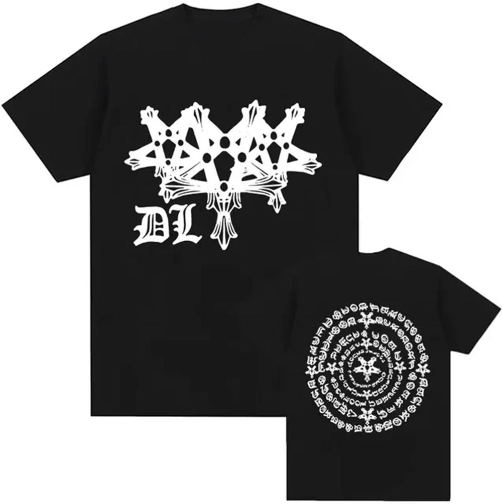 Gothic style dark 2025 pure cotton trendy T-shirt top neutral letters American messy fonts for men and women redtube logo