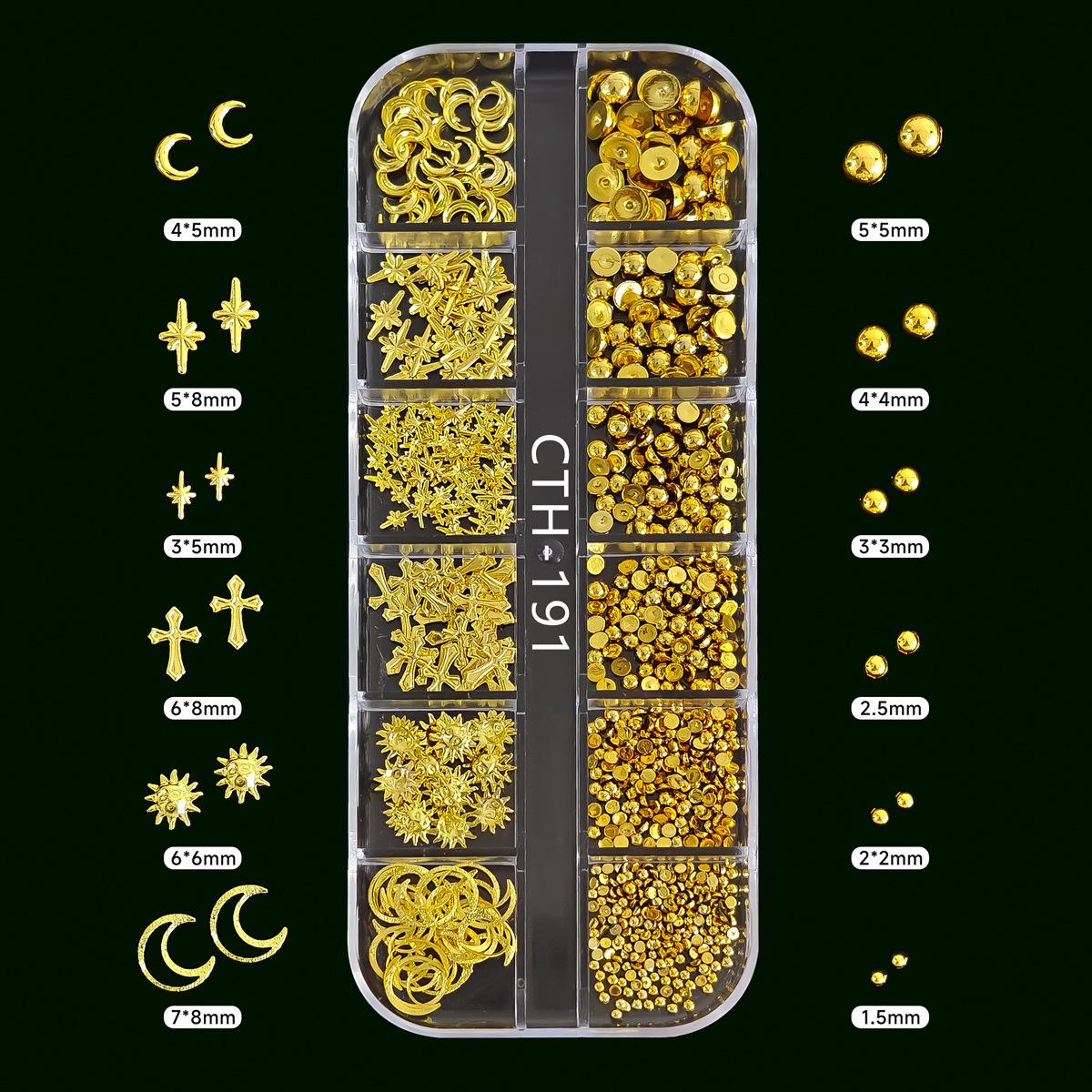 

Japanese Bow Millet Nail Art Rivets: Gold & Silver Round Beads and Butterfly Metal Stickers