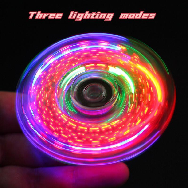 Gyroscope lumineux LED à cristaux Fidget Spinner Gyroscope à manivelle Gyroscope lumineux EDC Jouet anti-stress pour enfants