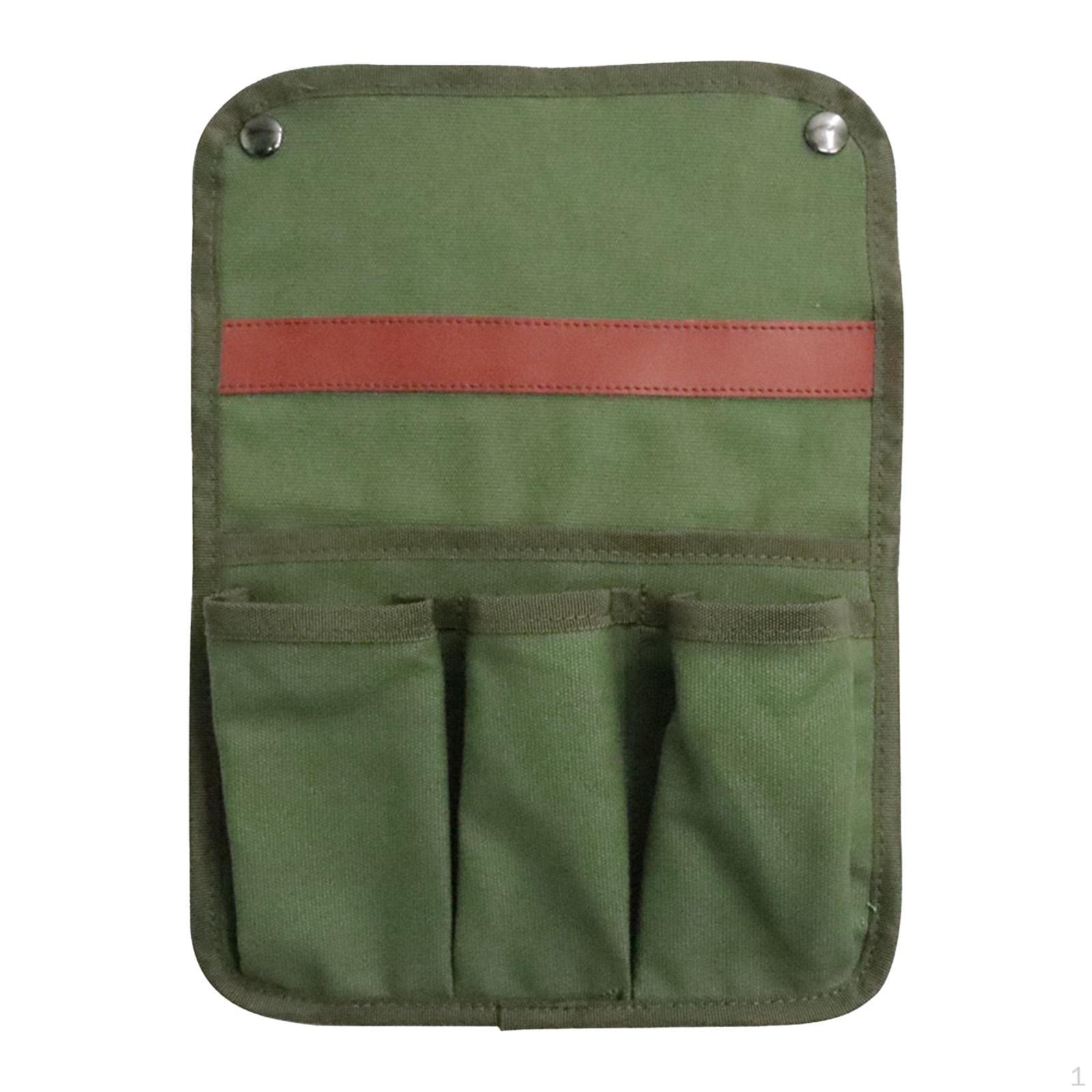 

Pouch Beach Organizer Folding Chair Armrest Storage Bag Canvas Multi Pocket Snap Straps зелений