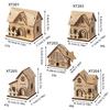 Christmas Led Light Wooden House Village Decorations Glowing Cabin Ornament Xmas House Desktop Ornament Holiday Home Decor
