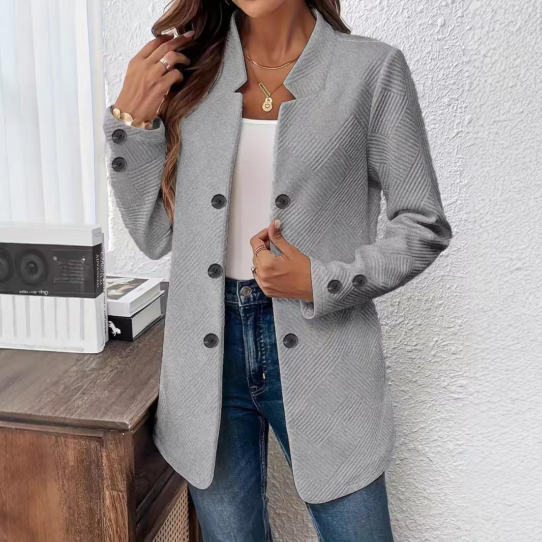 

Autumn and winter women s clothing new fashion three-grain double-button jacket top suit XXL сірий колір