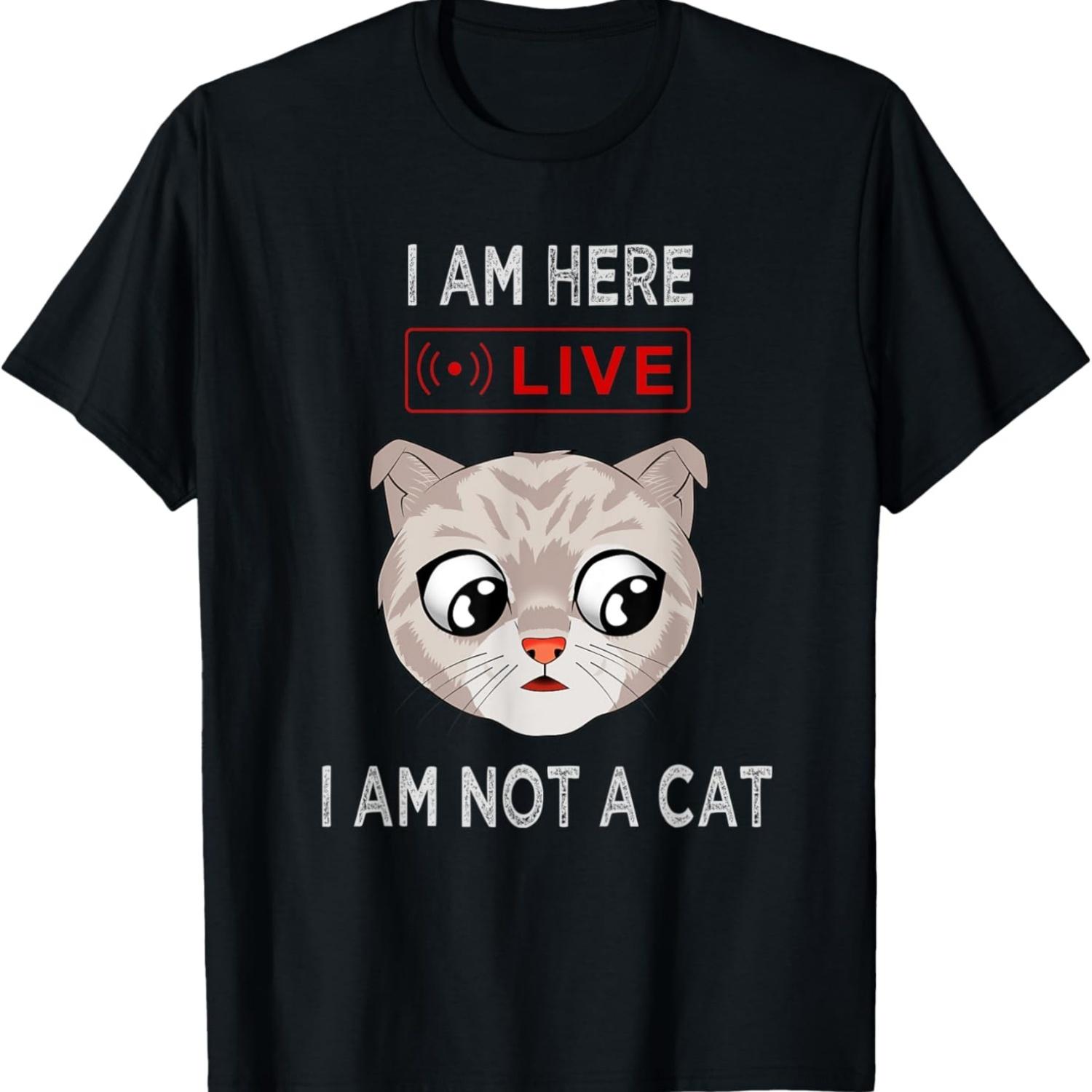 

Funny Conference call I am not a Cat Meme Shirt T-Shirt for Men Women Kids S чёрный