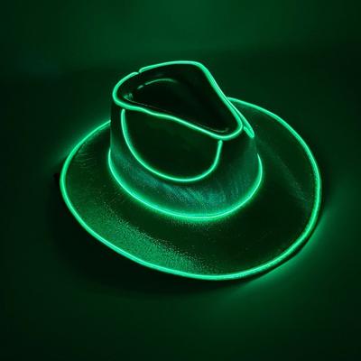 Yousheng Leuchtender Cowgirl-Hut, kabellose Neon-Western-LED-Cowboy-Kappe, leuchtender Blinklicht-Bar-Hut für Halloween-Partyzubehör