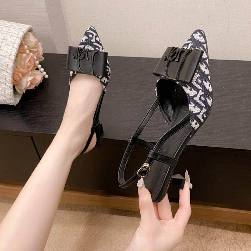 Sandals Women Sexy High Heels Fashion Pointed Toe Slingback Shoes Summer Dress Party Stilettos Brand Pumps Decor Single Shoe