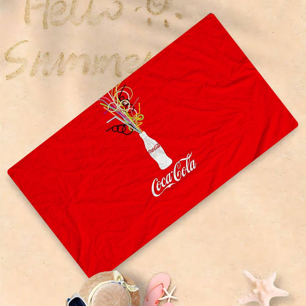 C-Coca Logo C-Cola Mikrofaser Bedrucktes Strandtuch Bergsteigen Yoga Strand Schwimmen Laufen Saugfähiges Weiches Handtuch