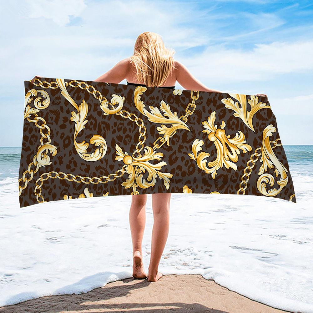 Luxus Schwarz Gold Europäisches Design Mikrofaser Saugfähige Strandtücher für Mann Frau Zuhause Hotel Badetücher Schnell Trocknendes Strandtuch
