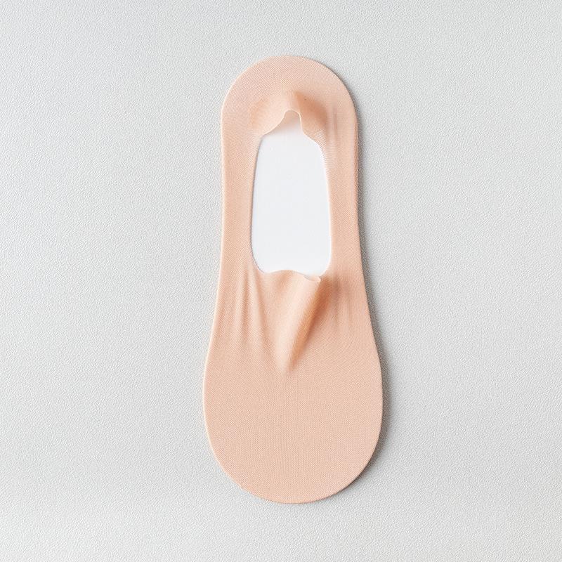 Women's Summer Thin Cotton Bottom Invisible Ice Silk Shallow Mouth Non Slip Non Drop Heel Socks