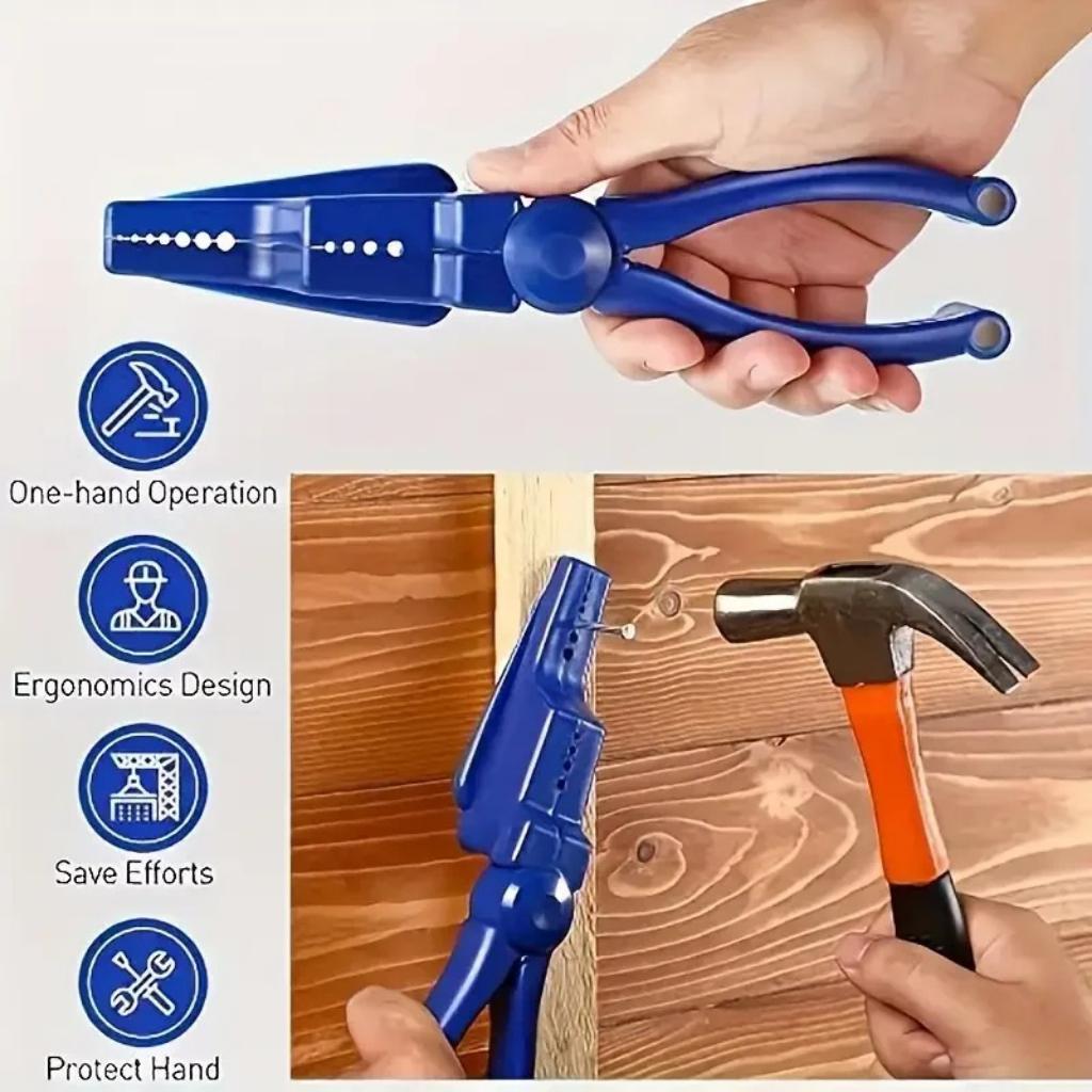

Nail Clamp Pliers with Protective Hammer - Fixing Tool for Long & Short Nails Auxiliary Use небесно-голубой