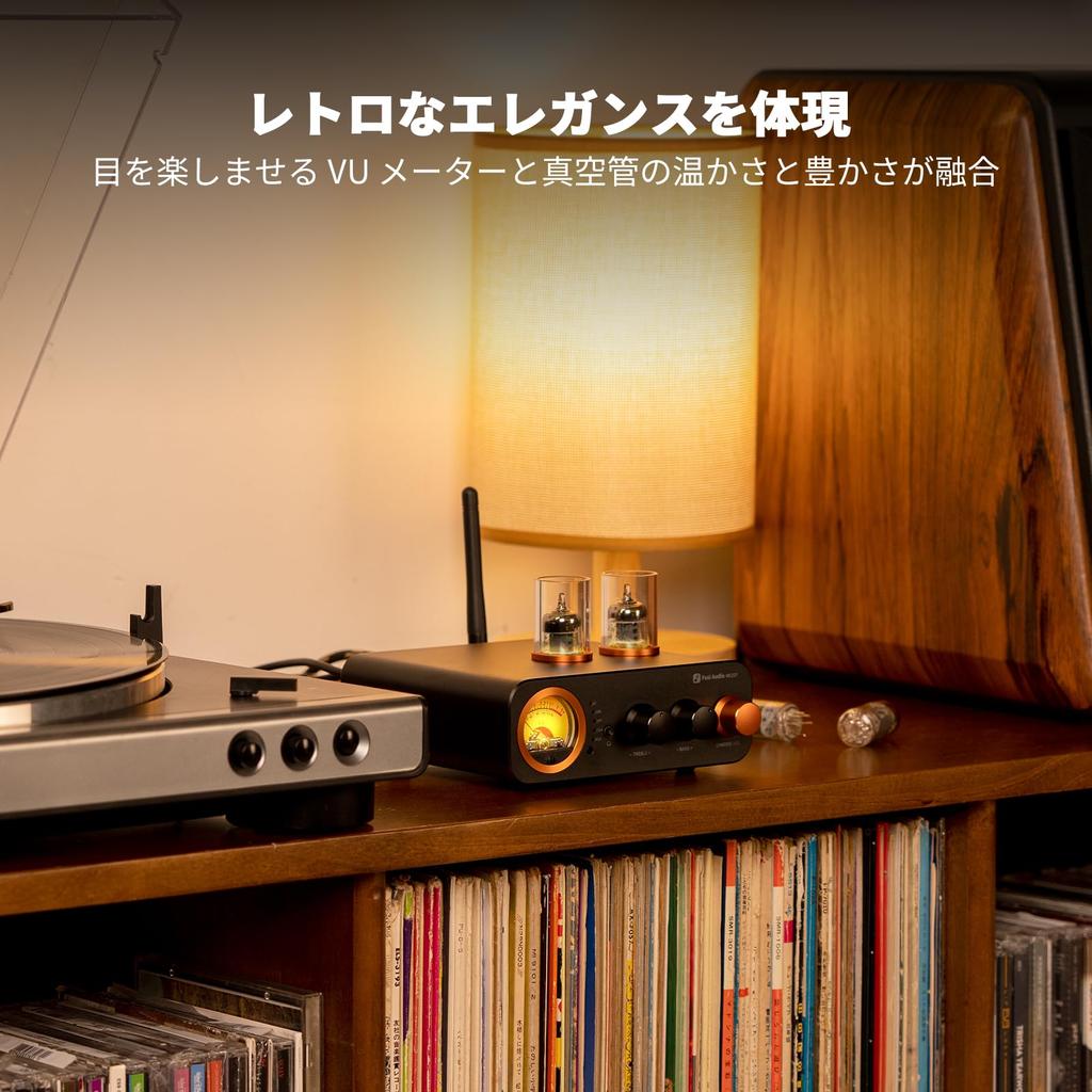 Fosi Audio MC331 Vacuum Tube Integrated Amplifier with DAC for HiFi Bookshelf Headphones 2 Channel Home Audio Stereo Power Amplifier Input Vintage VU