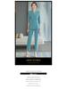 Seven-Sleeve Sea Blue Women's Pants Suit - Temperamental Goddess Style Double-Breasted Workwear