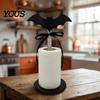 Cute Bat Witch Hat Decor Halloween Paper Towel Roll Holder, Ghost/Pumpkin/Witch's Hat/Bat Decor, Durable Festive Home Gift Wood Standing Reel