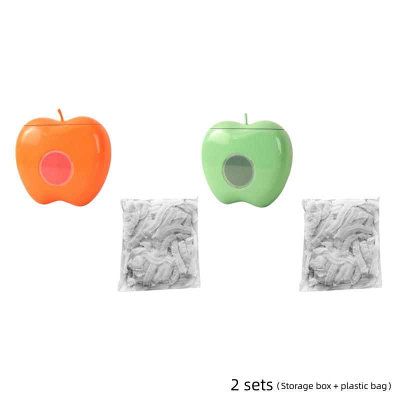 Kitchen Storage Box Apple Shape No Drill Wall Rack Dustproof Transparent Window Disposable Fresh Cover Organizer