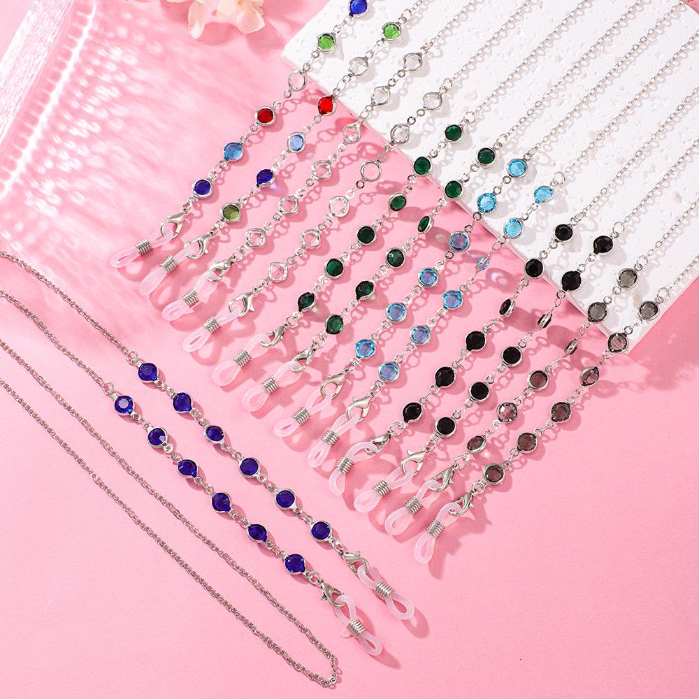Colorful Crystal Eyeglass Chain – Non-slip Lanyard for Women, Fashionable European and American Style