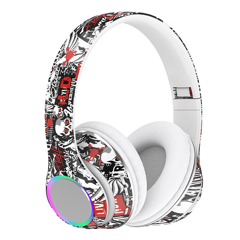 Graffiti Wireless Over-Ear Headphones with Heavy Bass - Bluetooth 5.4 Universal Headset for Music and Mobile Devices.