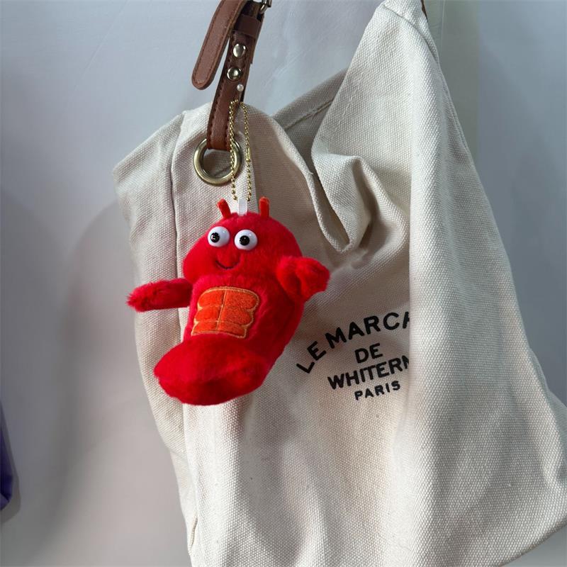 1/2 Pcs Cute Funny Muscle Lobster Simulation Food Plush Toy Stuffed Doll Keychain Backpack Pendant Bag Hang Ornament Couple Gift