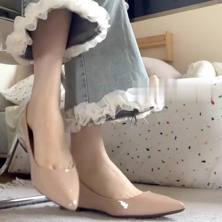 Cowhide version~ Gentle temperament flat bottom inner height increase Mary Jane shoes women's genuine leather small leather shoes pointed beautiful s