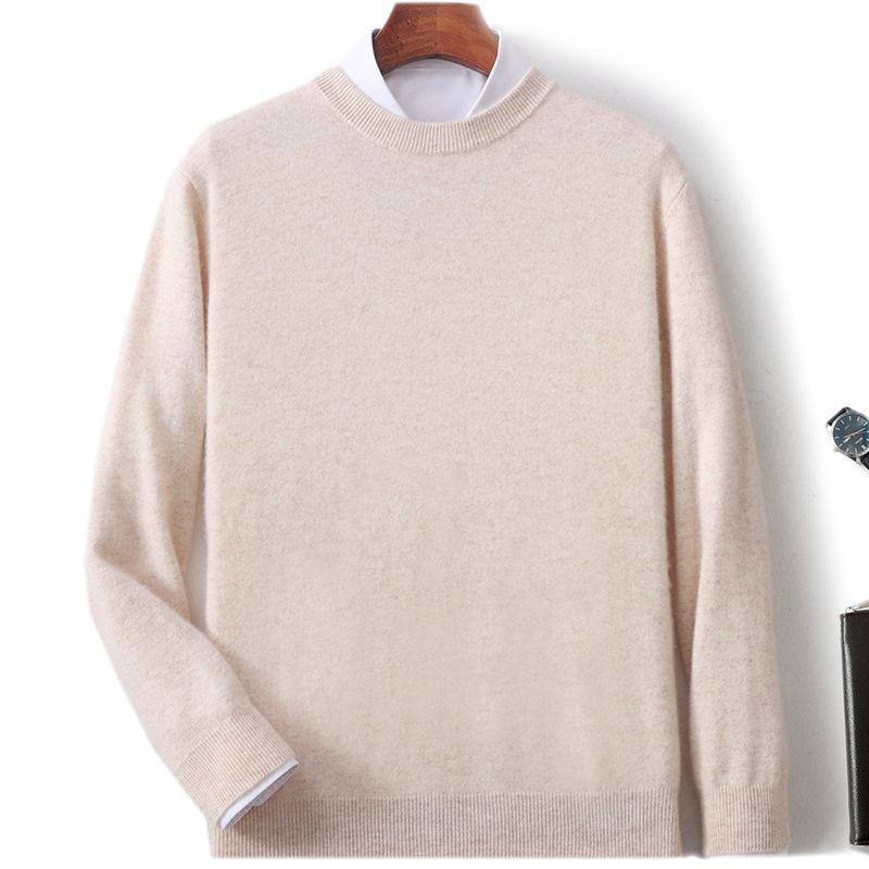 New Semi-turtleneck Cashmere Sweater Men's Thickened Sweater Solid Color Long-sleeved Wool Knitting