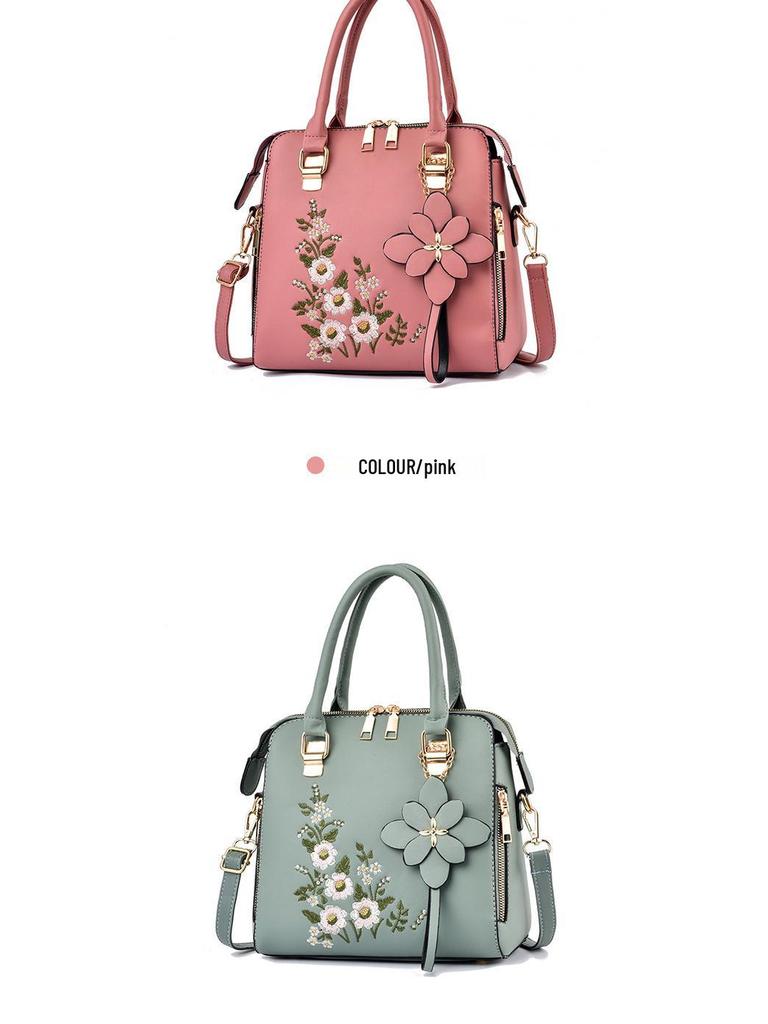 Elegante Bolsa Bordada Feminina 2025 - Bolsa de Ombro e Transversal da Moda para Mulheres de Meia-Idade