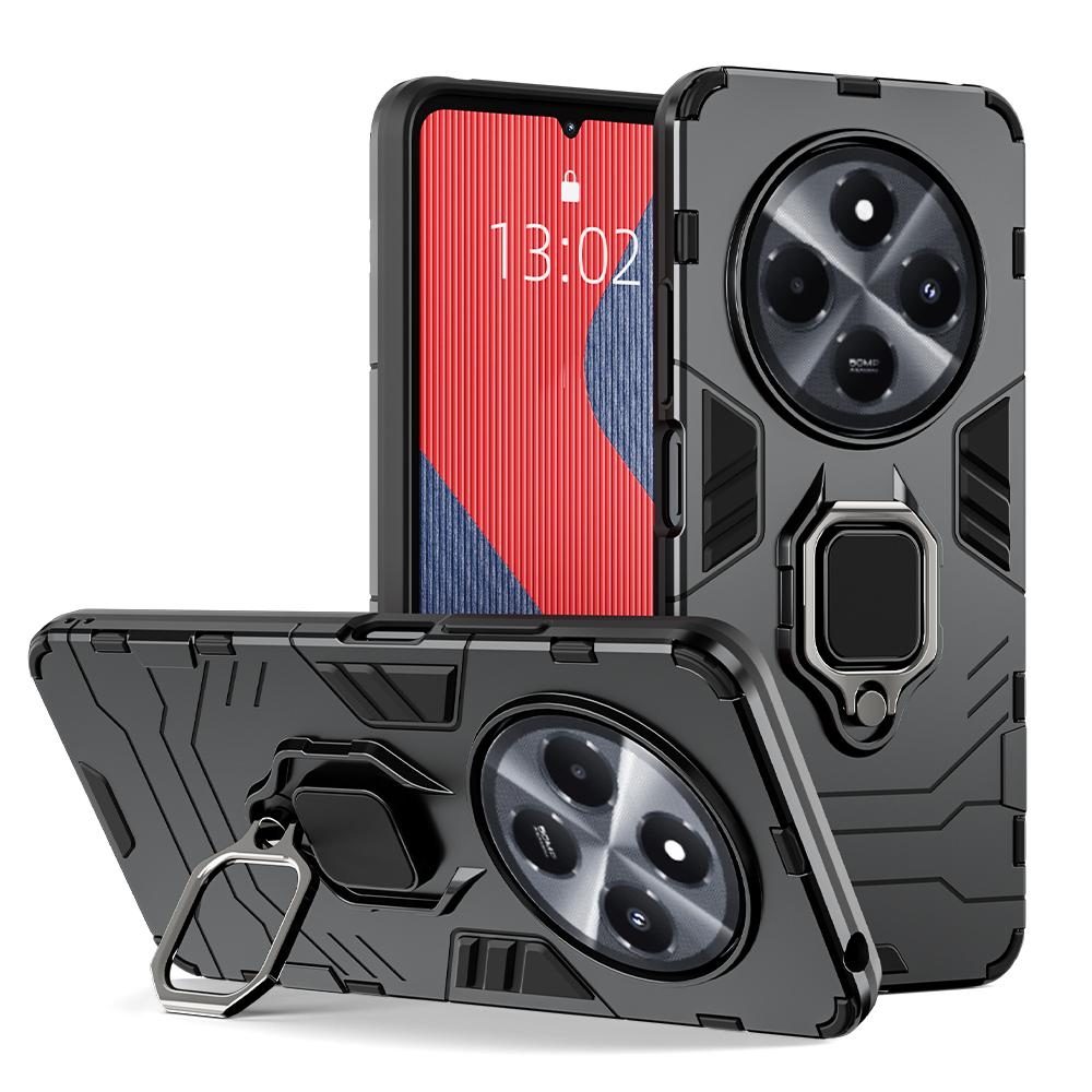 KEYSION Shockproof Armor Case for Xiaomi Redmi 14C Soft Silicone+PC Ring Stand Holder Phone Back Cover for Redmi 14C 4G
