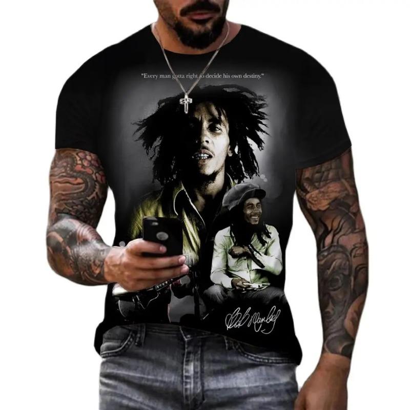 Men's 3D Rock Hip Hop Rap T-shirt Fashion Trend Street Casual Round Neck Short Sleeve Top
