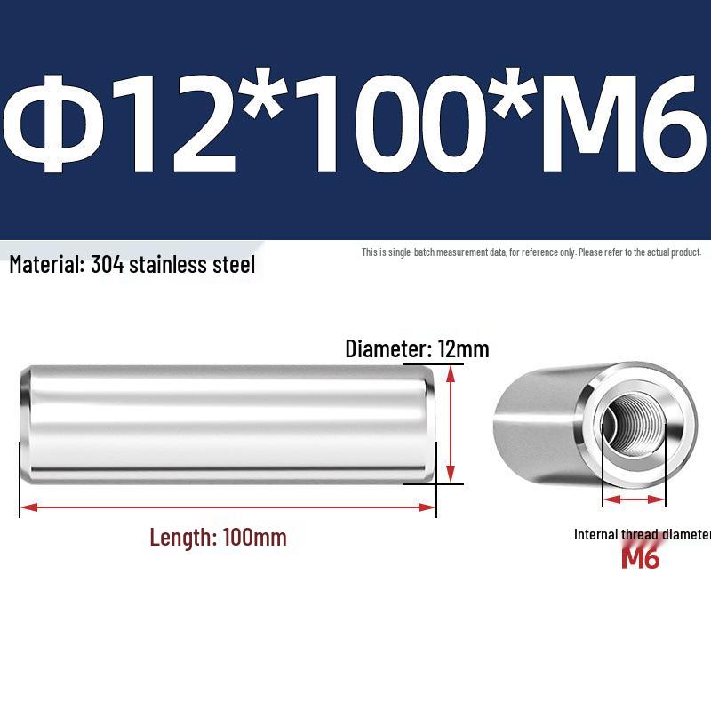 Pin Cilindric din Oțel Inoxidabil 304 cu Filet Interior M4/M6/M8 și Orificiu - Coloană de Suport și Ghidare