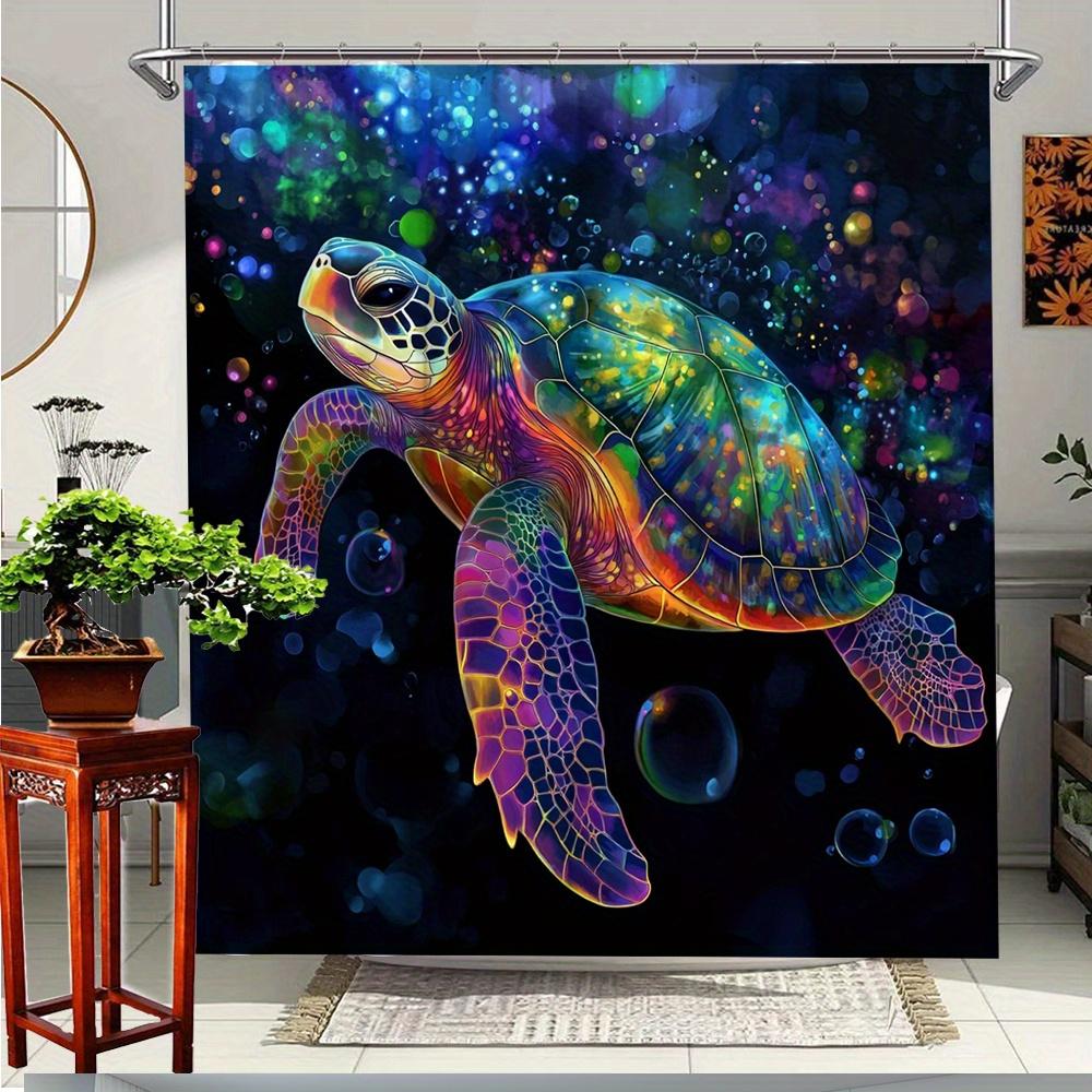 

1Pc Ocean Turtle Shower Curtain Vibrant Underwater Scene Polyester Fabric Bathroom Decor With Hooks 70.8X70.8 Inches W60H190(CM)-1 Pcs