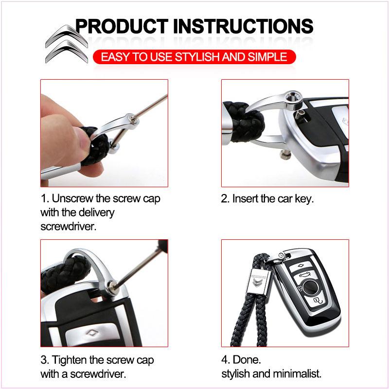 Samolepka na auto Klíčenka s pleteným lanem pro auto motorku Kroužky na klíče Styling pro Citroen DS 2 3 4 5 6 DS2 DS3 DS4 DS5 DS6 7 5LS WILD