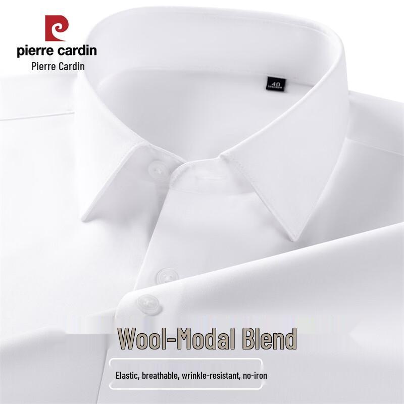 Pierre Cardin Men's Wrinkle-Resistant Wool Modal Blend Long Sleeve Shirt