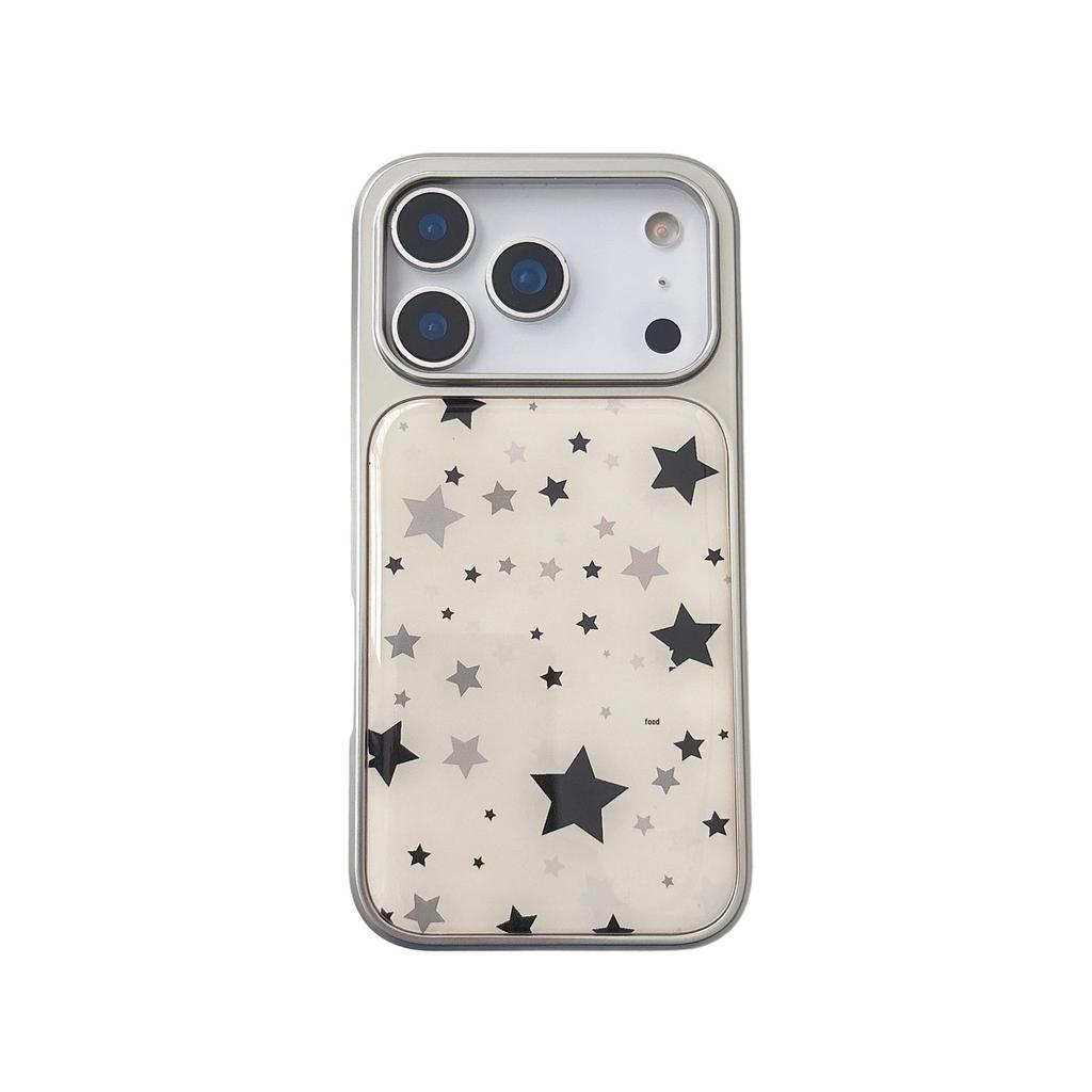 iPhone 17 Pro Max Case with Sweet & Cool Black Stars Design, Epoxy Electroplated Edge, Compatible with Apple 16/15 Pro