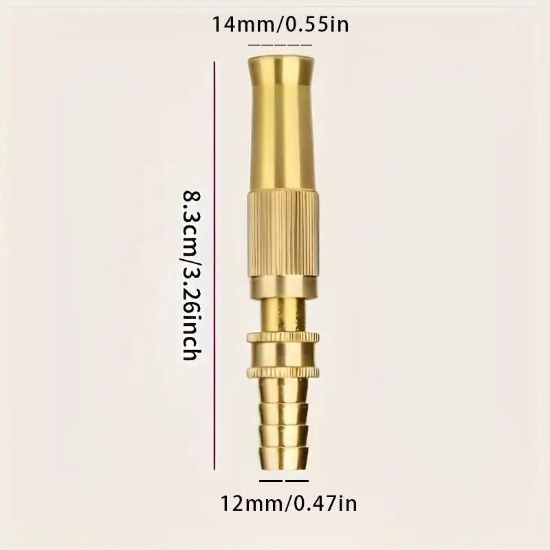 1 In-line Spray Gun with Adjustable Valve - Water Nozzle for Car Wash, Flower Watering and Lawn, Gold Metal Finish