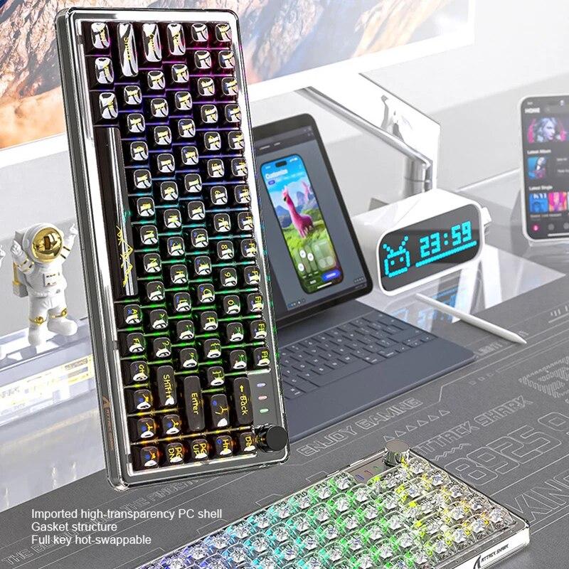 

Attack Shark K75RGB трехрежимная беспроводная механическая прокладка клавиатуры Bluetooth с возможностью горячей замены. Структура ПРОКЛАДКИ отличное ощущение и звук.