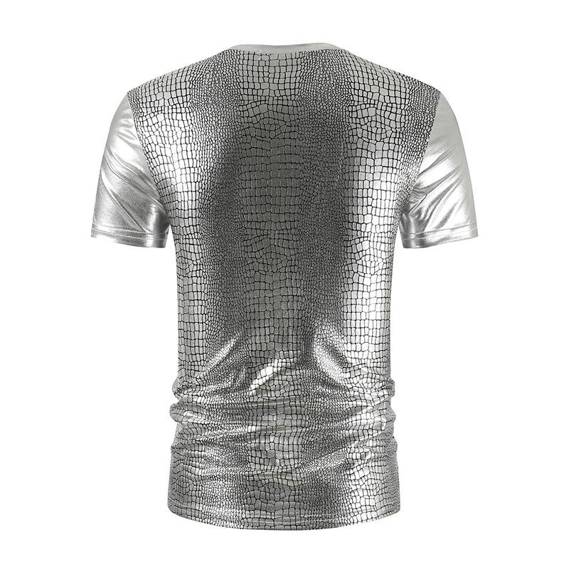 Letnia Nowość Męski T-shirt Slim Fit z Krótkim Rękawem Modny Męski Jasna Twarz Klub Nocny Wzór Węża Hot Stamping Tkanina