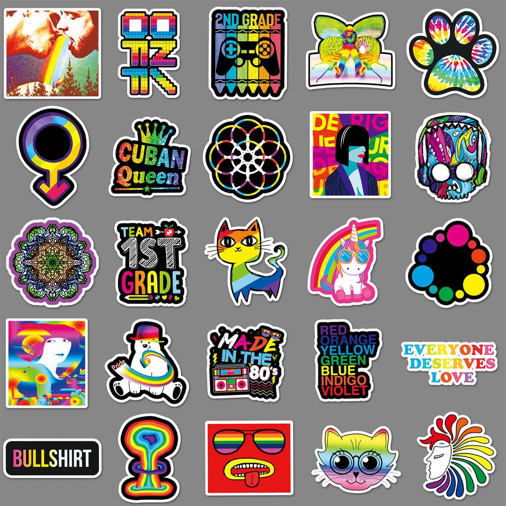 51 Ins Style Farbe Regenbogen Personalisierter Koffer Laptop Roller Motorrad Dekorationsaufkleber