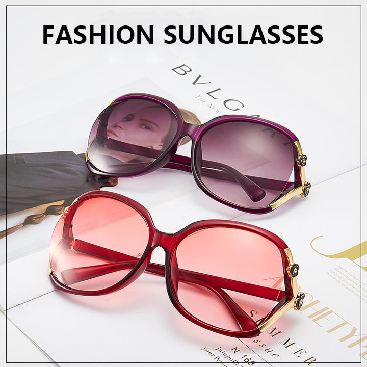 Ochelari de soare Camellia la modă europeană și americană, ochelari de soare eleganți cu umbrire UV, ochelari de soare mari cu față rotundă, ochelari retro subțiri.
