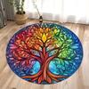 Mystic Blue Evil Eye Mandala Round Area Rug, Soft Non-Slip Indoor Outdoor Floor Mat for Living Room and Bedroom Decor