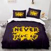 Never Give Up Theme Comforter Cover Kit White Cloud Pattern Style King Dimension Queen Dimension Size Comforter Cover Polyester Quilt Cover for Kids